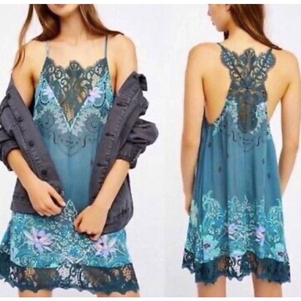 Intimitely Free People FP Who’s Sorry Now Floral Slip Mini Cami Dress Boho Sprin